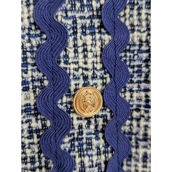 Rachel Parcell Scalloped Mini Shirtdress Blue White Size 6 Button-Up Dress - Picture 6 of 8